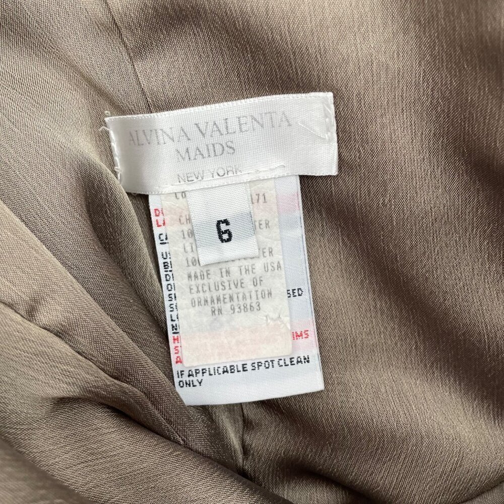 Alvina Valenta Taupe Sweetheart Neck Prom Chiffon Bridesmaid Dress Womens Size 6 - Picture 4 of 11